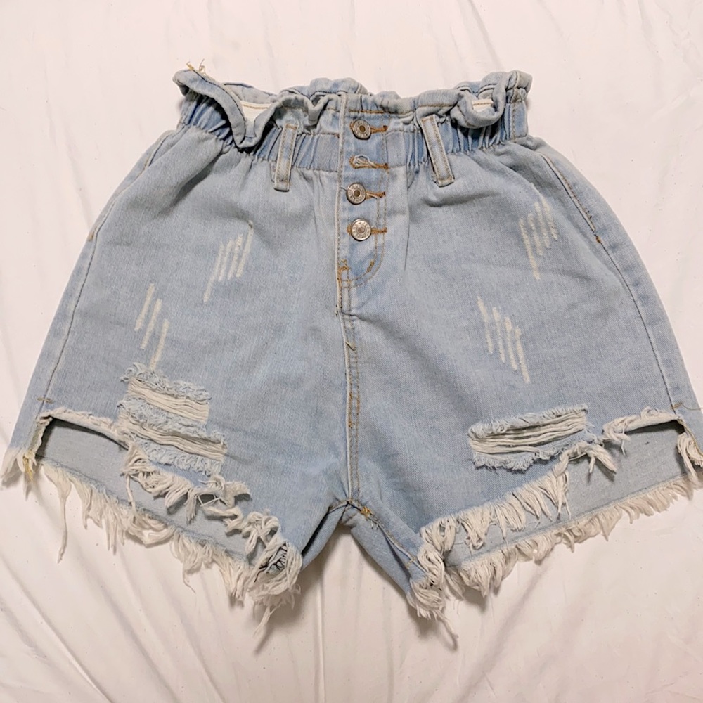 Paperbag High Waisted Denim Shorts
